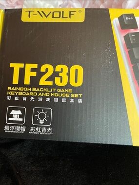 WOLF TF230 Rainbow Backlit Gaming Keyboard and Mouse Set - Black/Red Accent